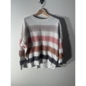 Hollister striped cropped cotton scoop neck knit sweater small.